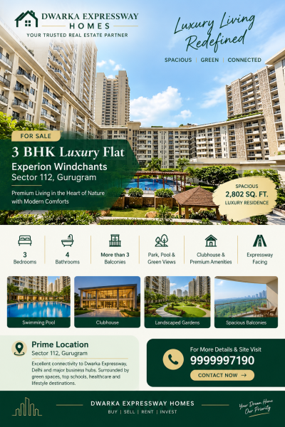 3 BHK Luxury flat for sale Experion Windchants Sector 112